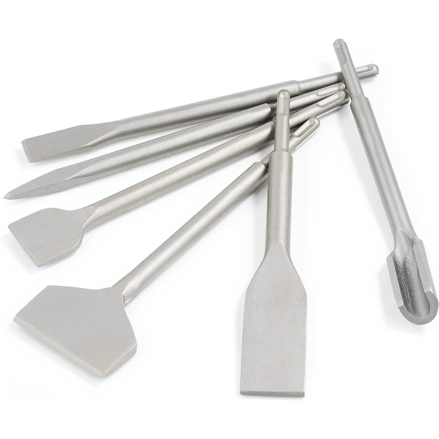 Juego de 6 cinceles SDS Plus de acero 40Cr para martillo rotativo para mampostería y hormigón, para azulejos, ranurado, raspado, cinceles de escala de punta plana