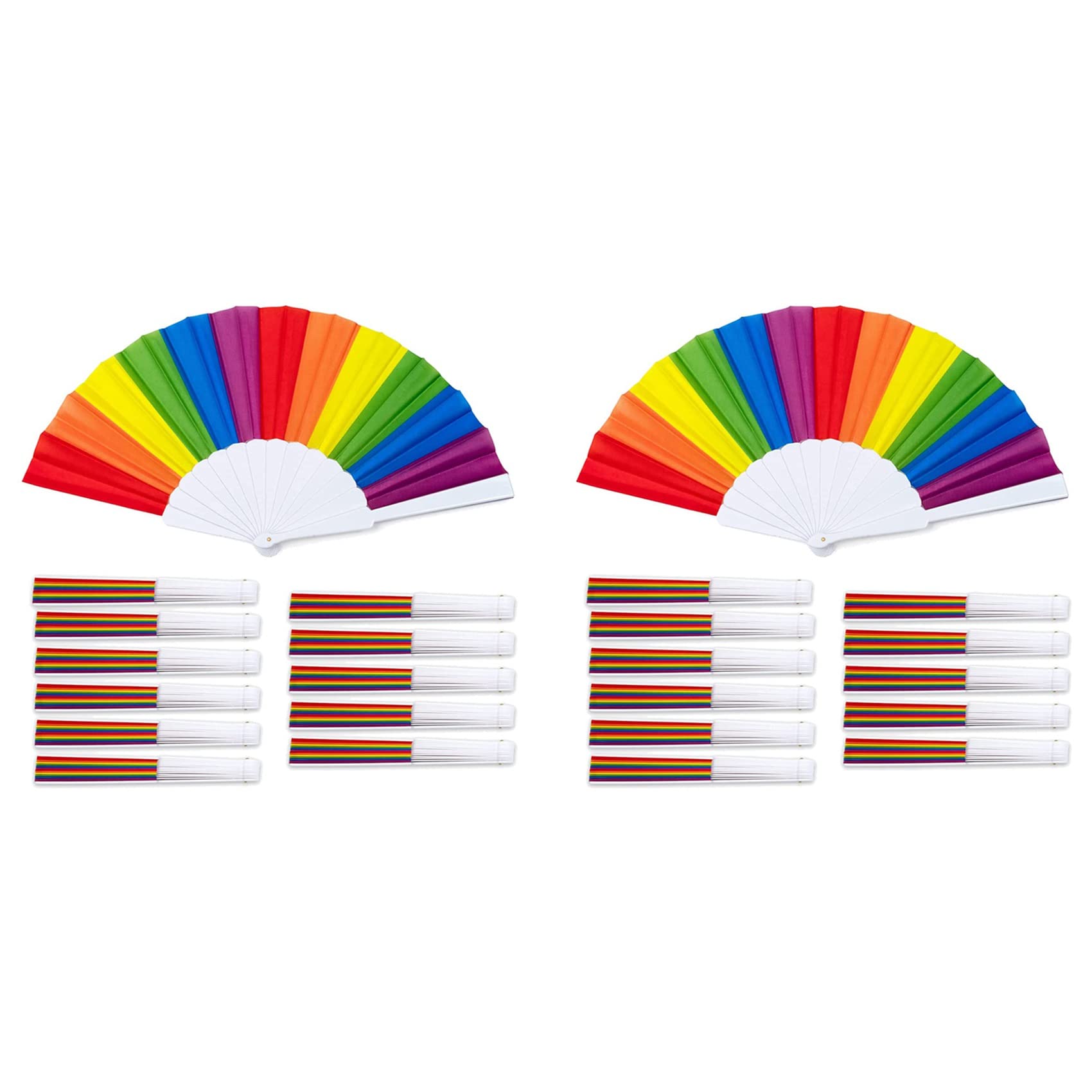 Hndhbfgrt Rainbow Fans, 24-Pack Fans, Rainbow LGBTQ Portable Folding Fans, Folding Hand Fans Party Decorations