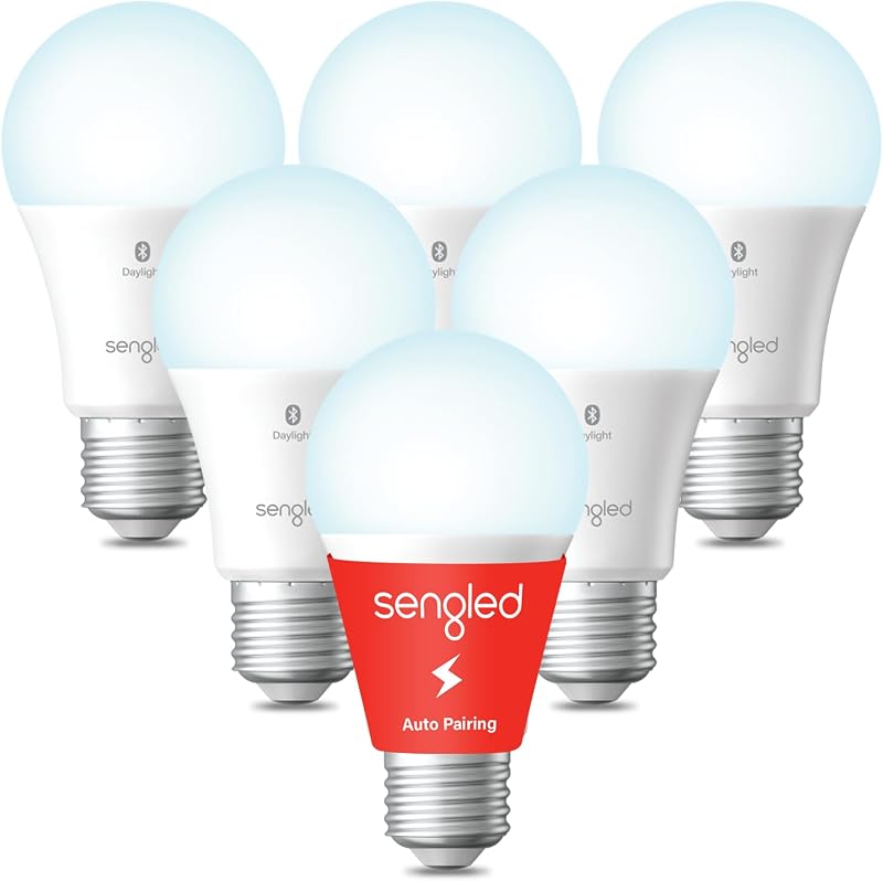 Alexa Light Bulb, Smart Light Bulbs That Compatible with Alexa Only, Bluetooth Mesh Standard A19 E26 Dimmable LED Bulb Daylight 5000K, 60W Equivalent 800LM, High CRI, High Brightness, 6 Pack