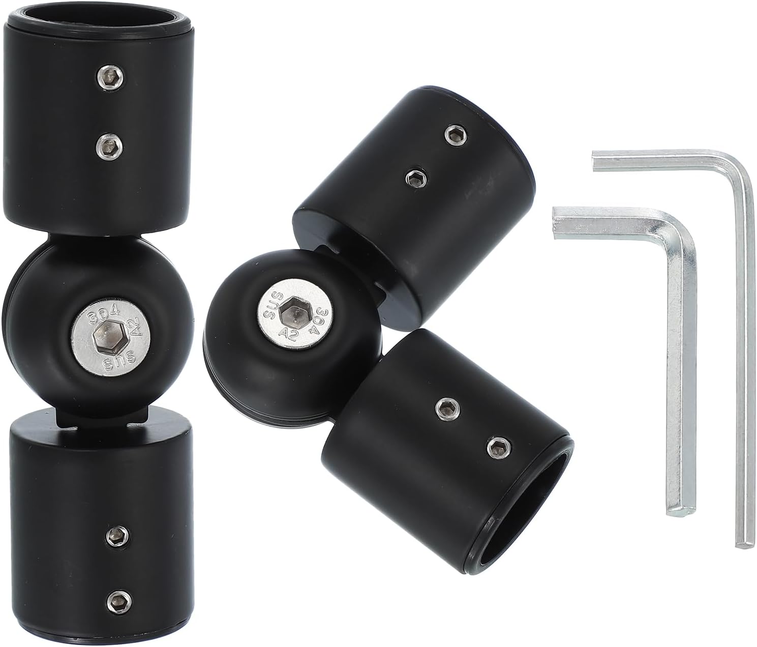 PATIKIL Window Corner Curtain Rod Connector, 2 Pcs Adjustable Curtain Rod Corner Connector Hinged Elbow Connector with Screwdriver for 1 Inch Bay Window Curtain Rod, Black