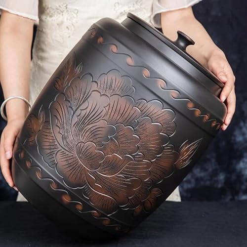 Miniatura 4 de DXYLFFF Dispensador de granos de 55.1 lbs, cilindro de arroz de cerámica con tapa, almacenamiento hermético de alimentos a granel, organización de