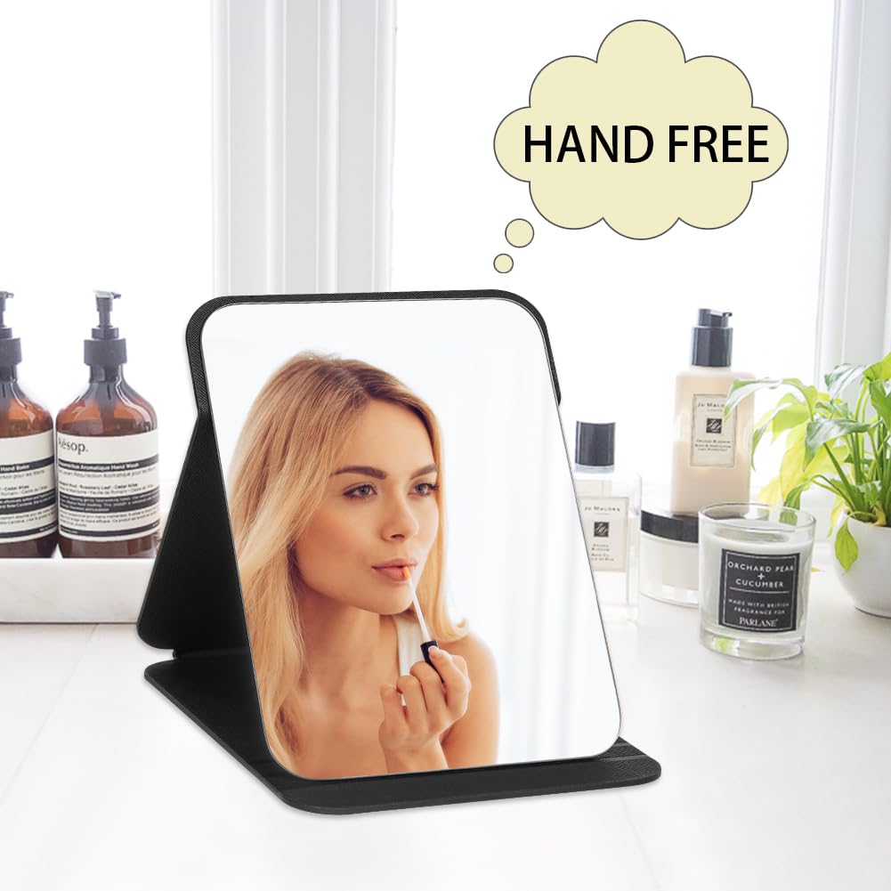 OSDUE Miroir de Maquillage, Portable Table Miroir Pliable Super HD Multi Angle Pliant en Cuir PU Facile à Transporter Miroirs de Voyage Ultra Fin et Durable Pliable, 26x18cm
