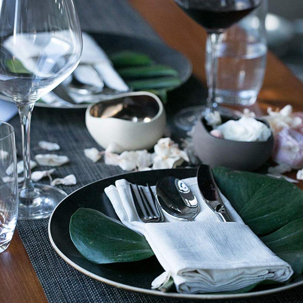 Set da tavola, Set da tavola in Porcellana Nera con tovaglietta in PVC, Set di stoviglie in Ceramica, A, 21 Pezzi(