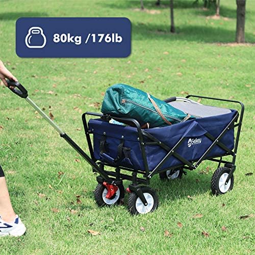 Sekey Folding Wagon, Folding Cart, Outdoor Garden Trailer, Transport Cart, Suitable for All Terrains, large