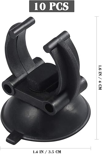 Miniatura 6 de POPETPOP 10pcs acuario ventosa taza para línea de aire tubo cable titular (negro)