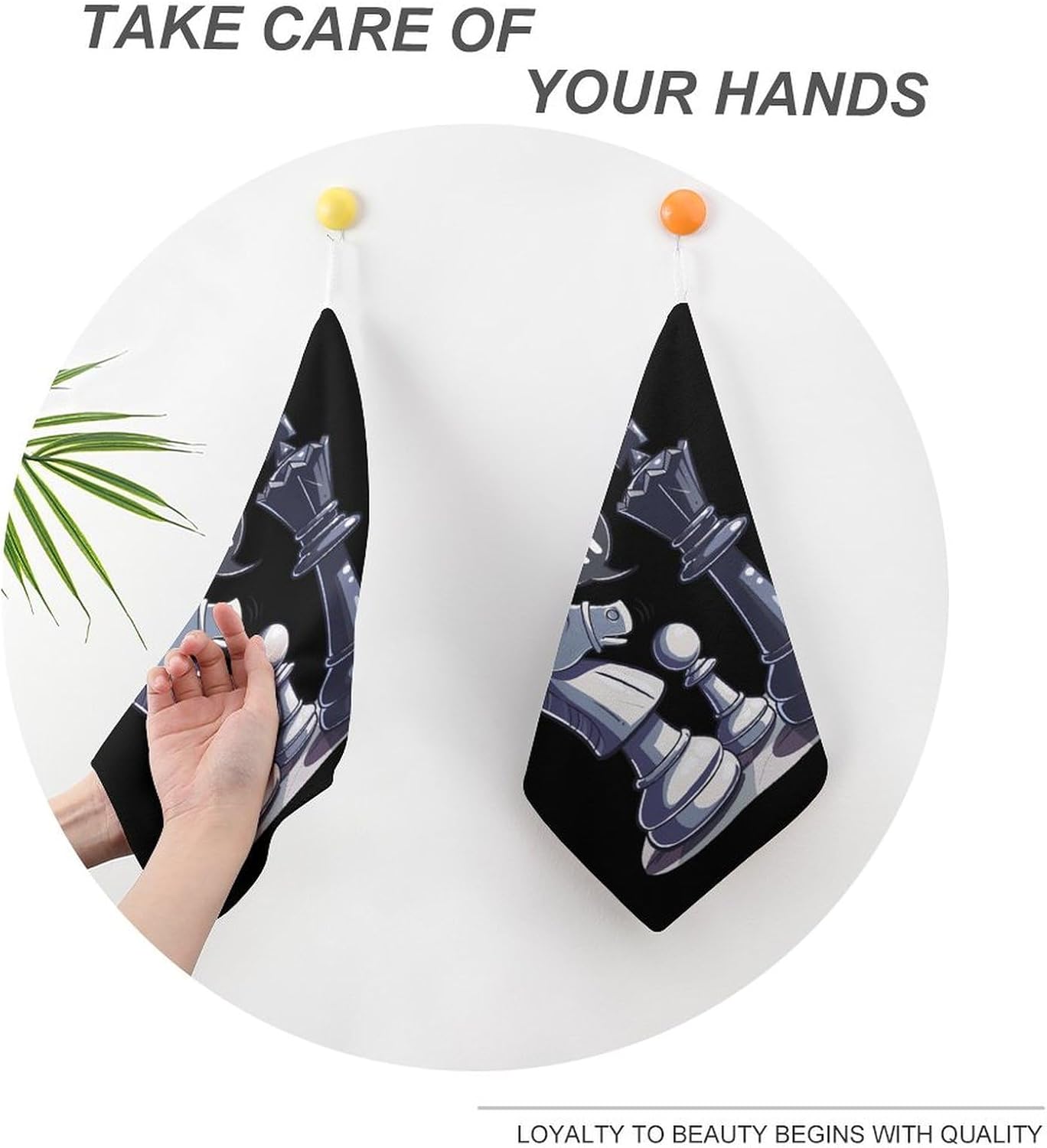 Checker Knightes Ni Hand Towels for Bathroom Kitchen Towels Small Towel Handkerchiefs with Hanging Loop 4PCS