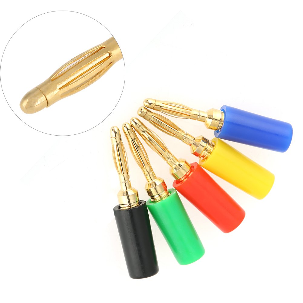 Elprico Fiches Bananes Verrouillables, Fiches Bananes Pour Haut-Parleur Connecteurs Bananes Verrouillables En Cuivre Plaqué Or Adaptés Au Haut-Parleur Amplificateur De Son