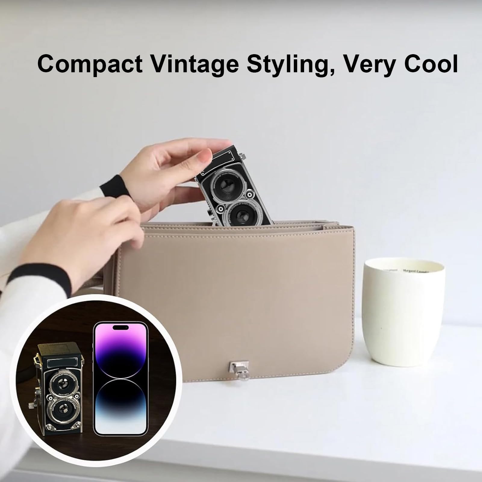 Mini Macchina Fotografica Digitale Vintage, Fotocamera Compatta Portatile in Stile TLR retrò, Fotocamera Tascabile 1080P 12MP per Principianti, Adolescenti e Adulti (16GB)