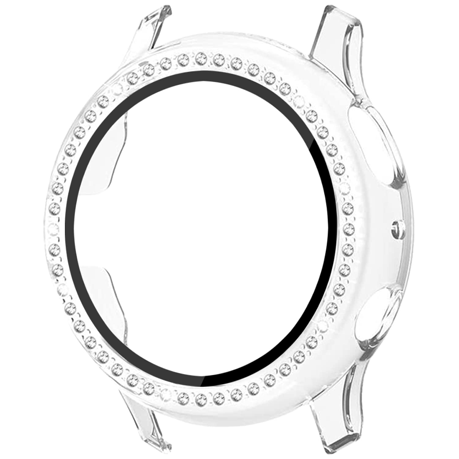 Miimall Compatible With Samsung Galaxy Watch Active 2 40mm Case with HD Tempered Glass Screen Protector, Crystal Diamonds Plate PC Hard Protective Frame Full Cover For Galaxy Watch Active 2