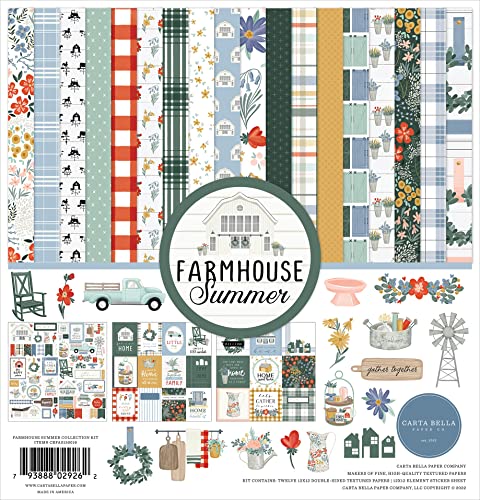 Echo Park Paper Company Farmhouse Summer Collection Kit White 12-x-12-Inch