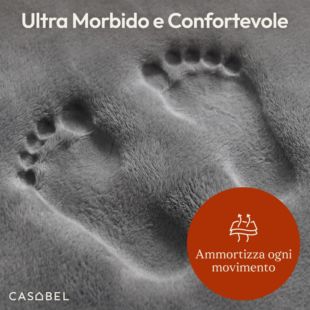 CASABEL Tappeto gioco per bambini, velluto, morbido, 120x120, grigio | Spessore 2,5 cm, schiuma confortevole, base antiscivolo, facile da pulire, ideale per giocare e gattonare, cameretta bébé