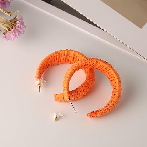 Miniatura 4 de Scddboy Aretes de rafia para mujer, aretes bohemios de playa, hechos a mano, trenzados, geométricos, aretes colgantes