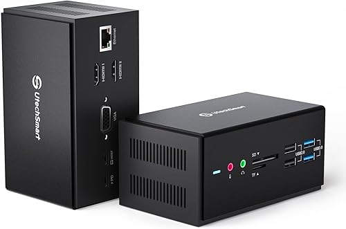 Estación de acoplamiento DisplayLink, UtechSmart 14 en 1, estación de acoplamiento USB C para portátiles triples monitores, universal para MacBook y Estación de acoplamiento DisplayLink, UtechSmart 14 en 1, estación de acoplamiento USB C para portátiles triples monitores, universal para MacBook y