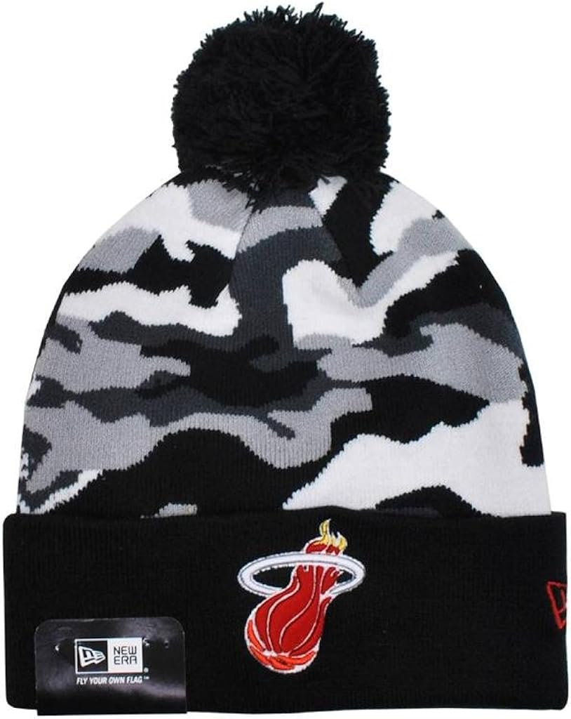 New Era NBA Miami Heat Knit Beanie Unisex Hat Camo Black/White : Sports & Outdoors
