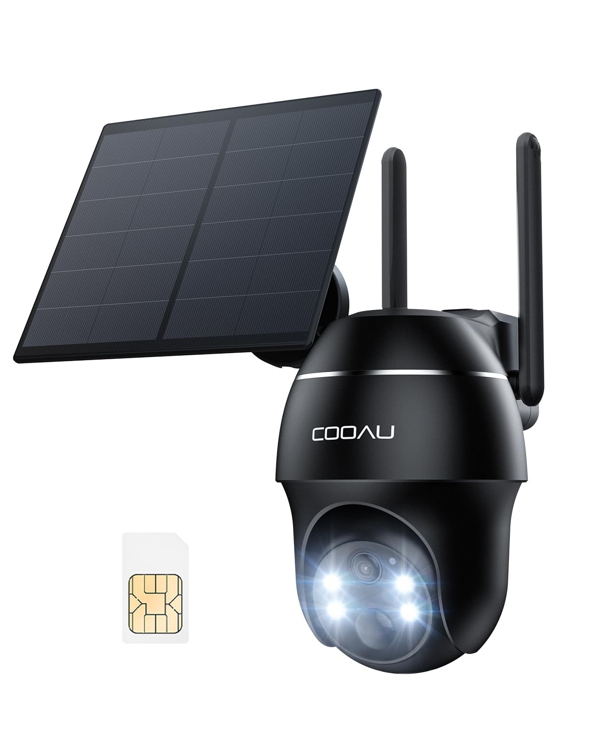 COOAU 4G LTE Cámara Vigilancia Exterior con Sim,2K 3MP QHD Camara 4G Solar sin Cable con Batería,PTZ 355°/90°,Visión Nocturna,PIR Detección de Movimiento,Audio de Dos Vías,Tarjeta SIM