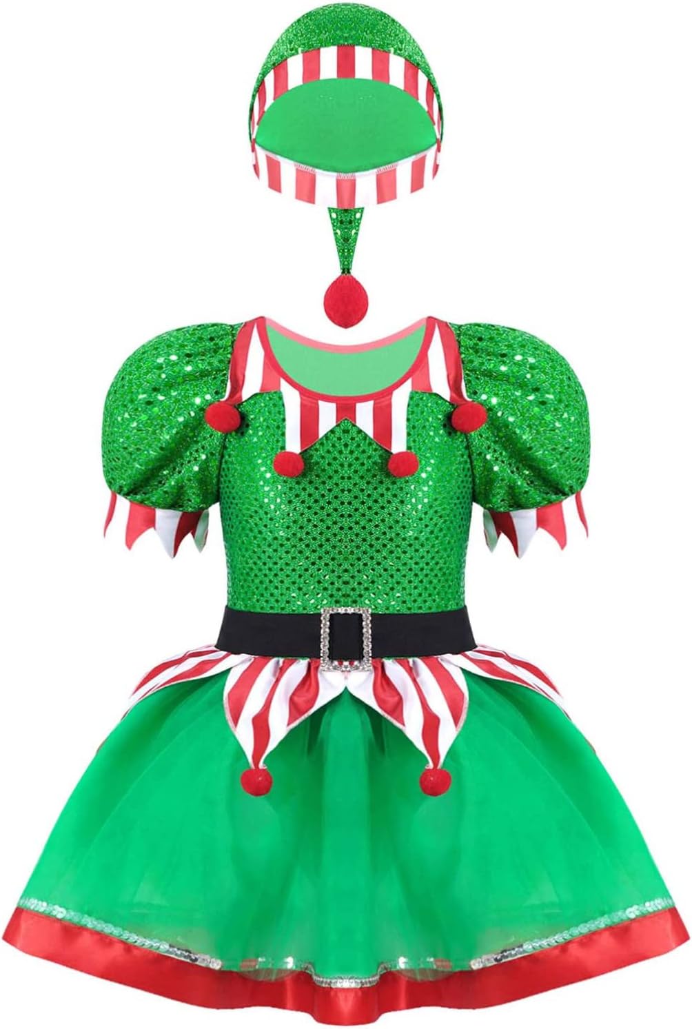 dPois Fairy Deluxe Costume Child Princess Dress Wings Outfit Set for Ms Little Helper Christmas Halloween Party Book Week Cosplay Green A 5-6 Years