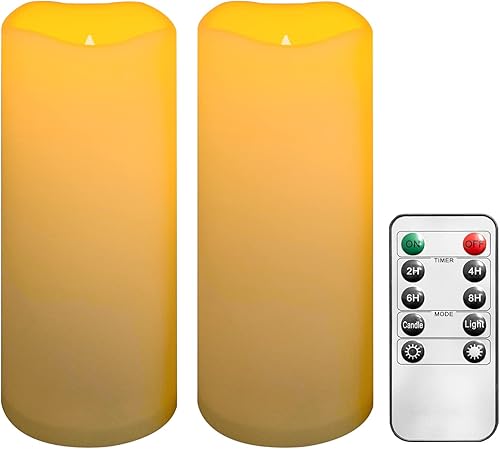 Velas sin llama, velas LED con control remoto de 10 teclas y temporizador de 24 horas para ciclismo, funciona con pilas, exquisitas velas para