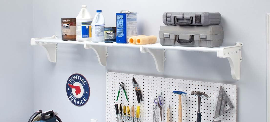EZ Shelf DIY Expandable Shelves for Garage -4 Pack(Each 40" to 75")-White-Easy to Install-Strong(up to 250 Lbs/Shelf)-Wire Shelving Alternative-Wall Mounted Garage Storage Organizer Kit(EZS-G-SW72-4) : Tools & Home Improvement