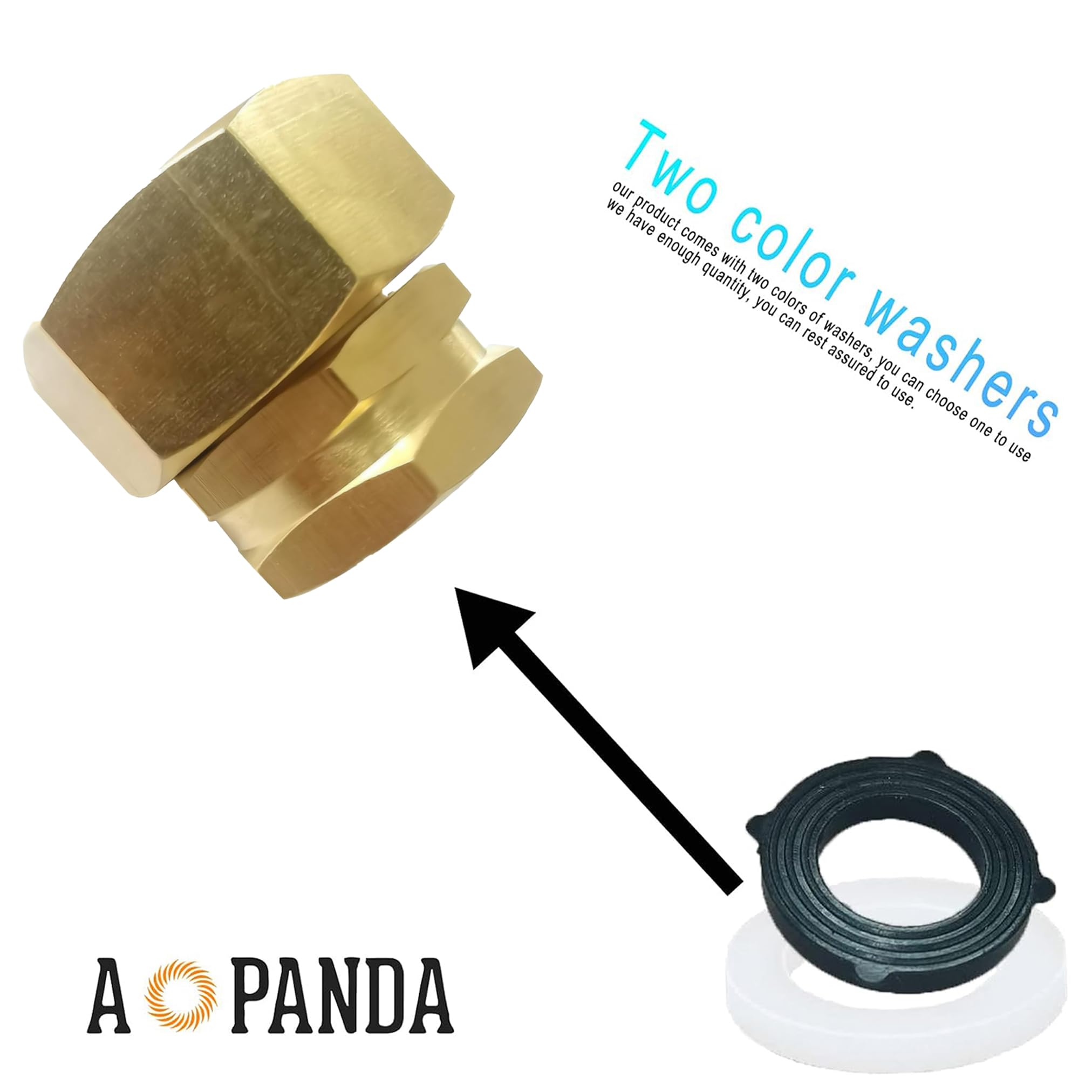 APOANDA - Accesorios para manguera de jardín, 1 NPT macho x 3/4 GHT hembra a adaptador de manguera de jardín, conector reductor de latón, 3 piezas con 6 arandelas