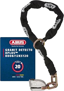 ABUS Detecto XPlus 8008/12KS120 Granite Motorcycle Lock with Alarm Function – ABUS Security Level 20 Black