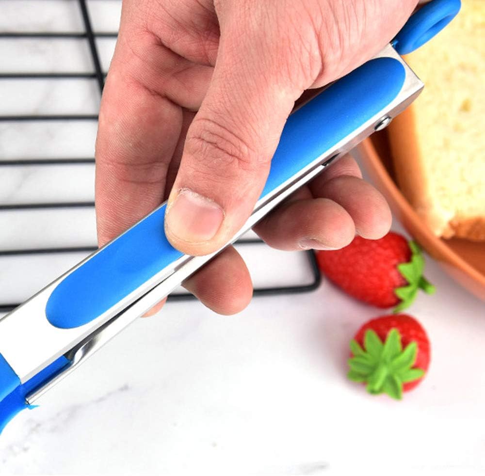 LIFKOME Pinzas De Cocina Tipo Tijera De Acero Inoxidable - Pinzas Para Servir Buffet Y Barbacoa - Diseño Ergonómico, Color Rojo - 27 Cm