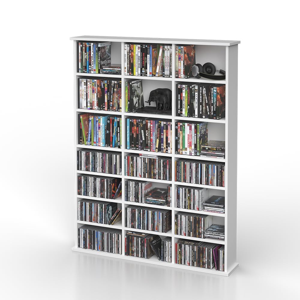 Vicco Scaffale porta cd Jukebox, Bianco, 105.4 x 136 cm