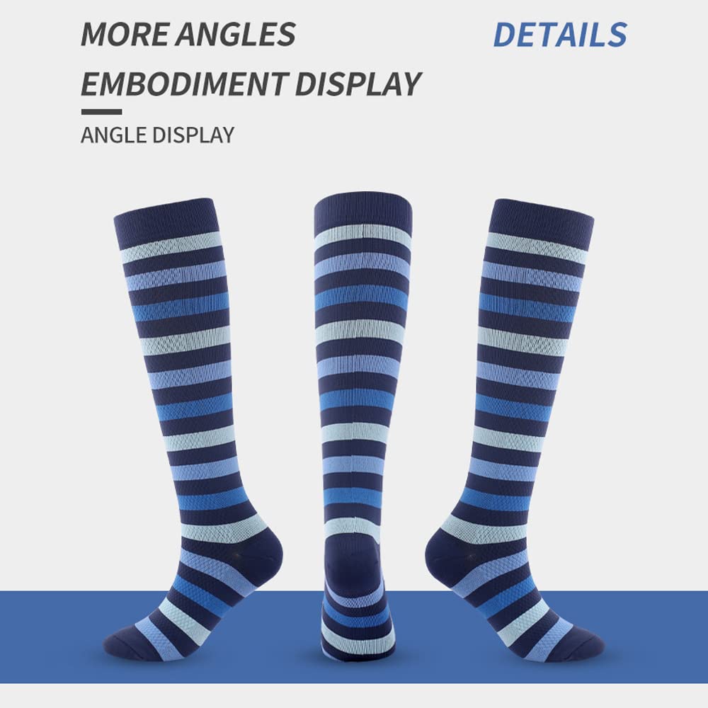 Chaussettes de Contention(5 Paires) pour Femmes 20-30 mmHg, Bas de Contention, Chaussette de Compression pour le sport, la course, le cyclisme.