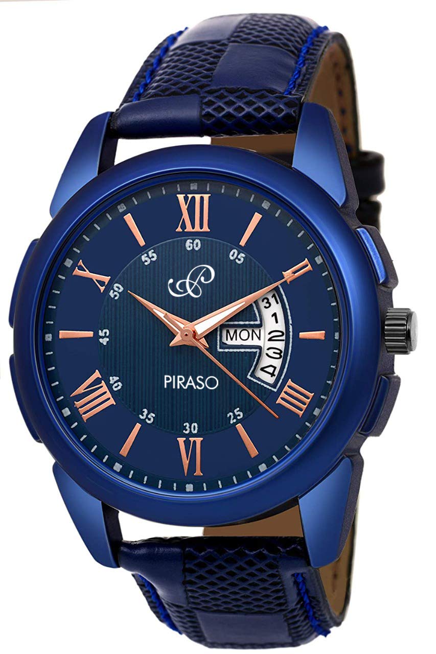 PIRASO Blue Dial with Classy Look Blue Strap and Day and Date Functioning Watch for Men Boys (B08S79HPG8) Amazon Price History, Amazon Price Tracker