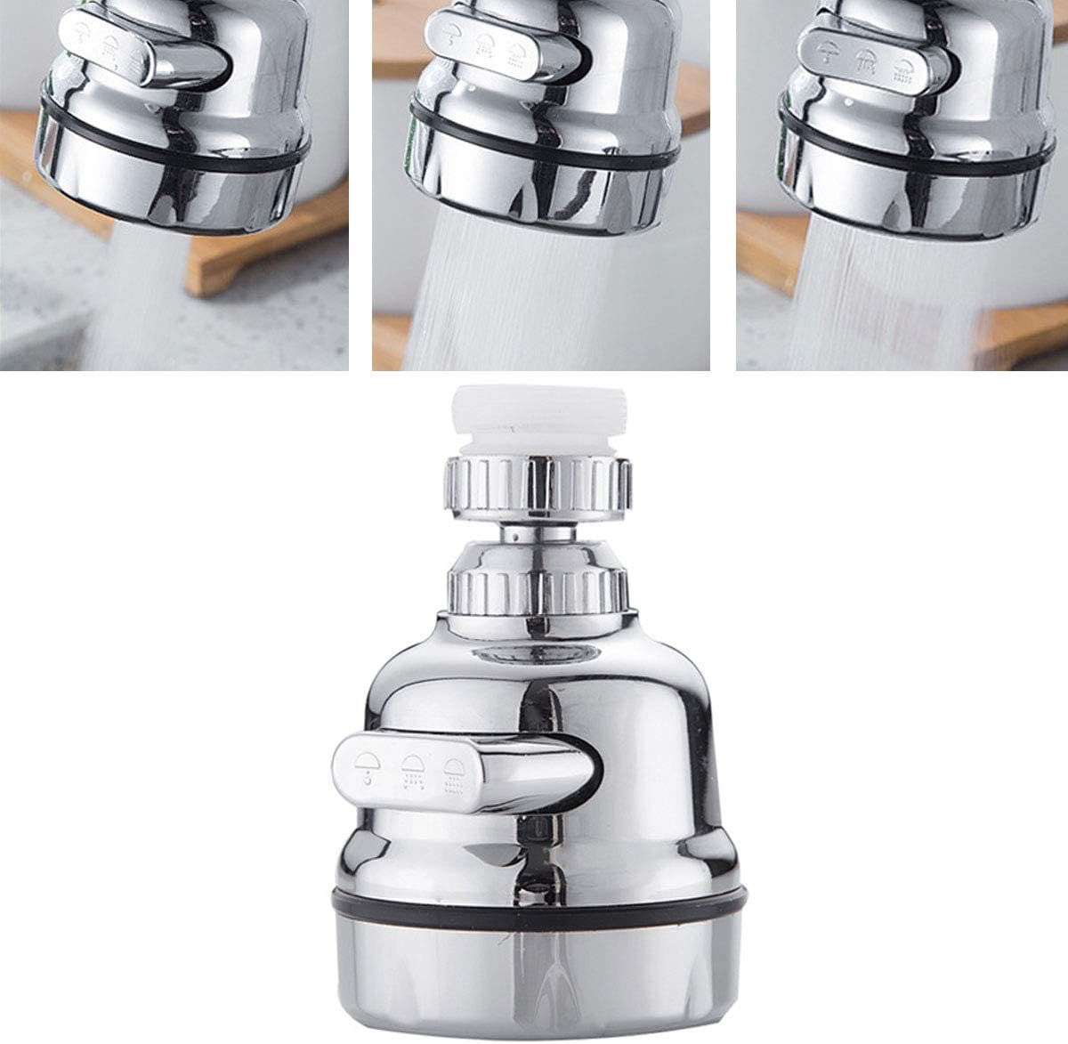 Kitchen Sink Aerator, 360-Degree Swivel Faucet Aerator, Water Saving Faucet with Gasket Faucet Replacement Part for Kitchen,Bathroom - 3 Spray Modes Adjustment
