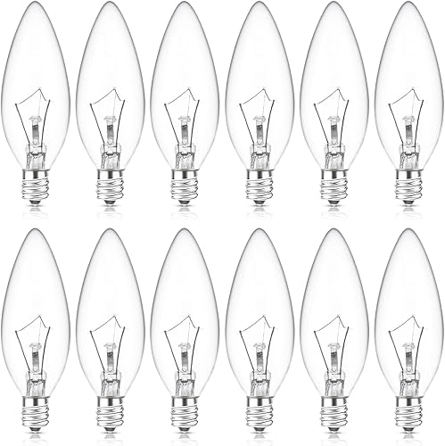 Miniatura 10 de Bombillas incandescentes E12 de 60 W, bombillas de araña para ventilador de techo, tocador, exteriores, blanco cálido 2500K, 500 lúmenes regulables