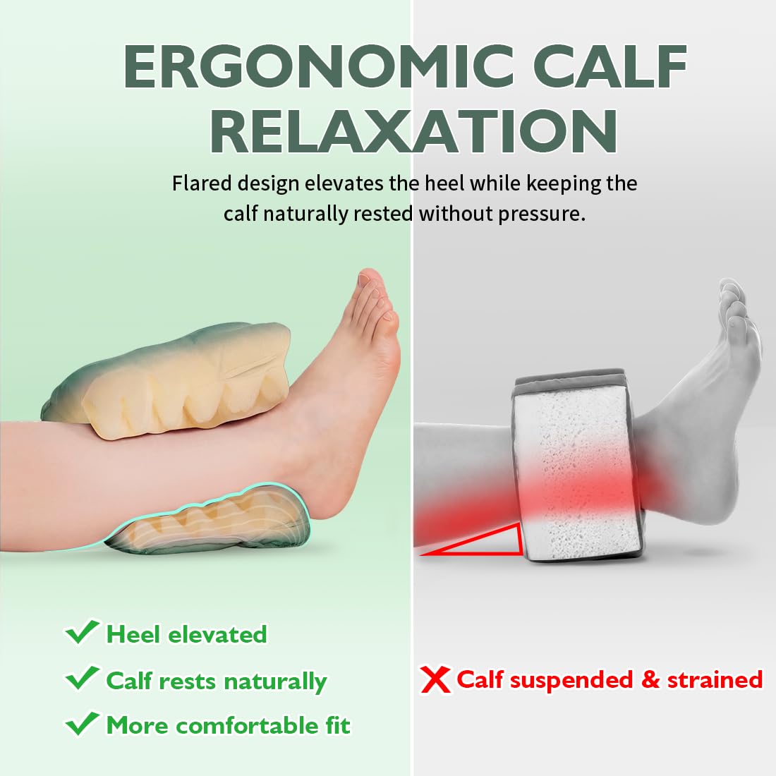 Protège-talon contre les points de pression, coussin de rehaussement de la cheville pour soulager les douleurs au talon et repose-pied, coussin de talon en mousse alvéolée pour personnes âgées