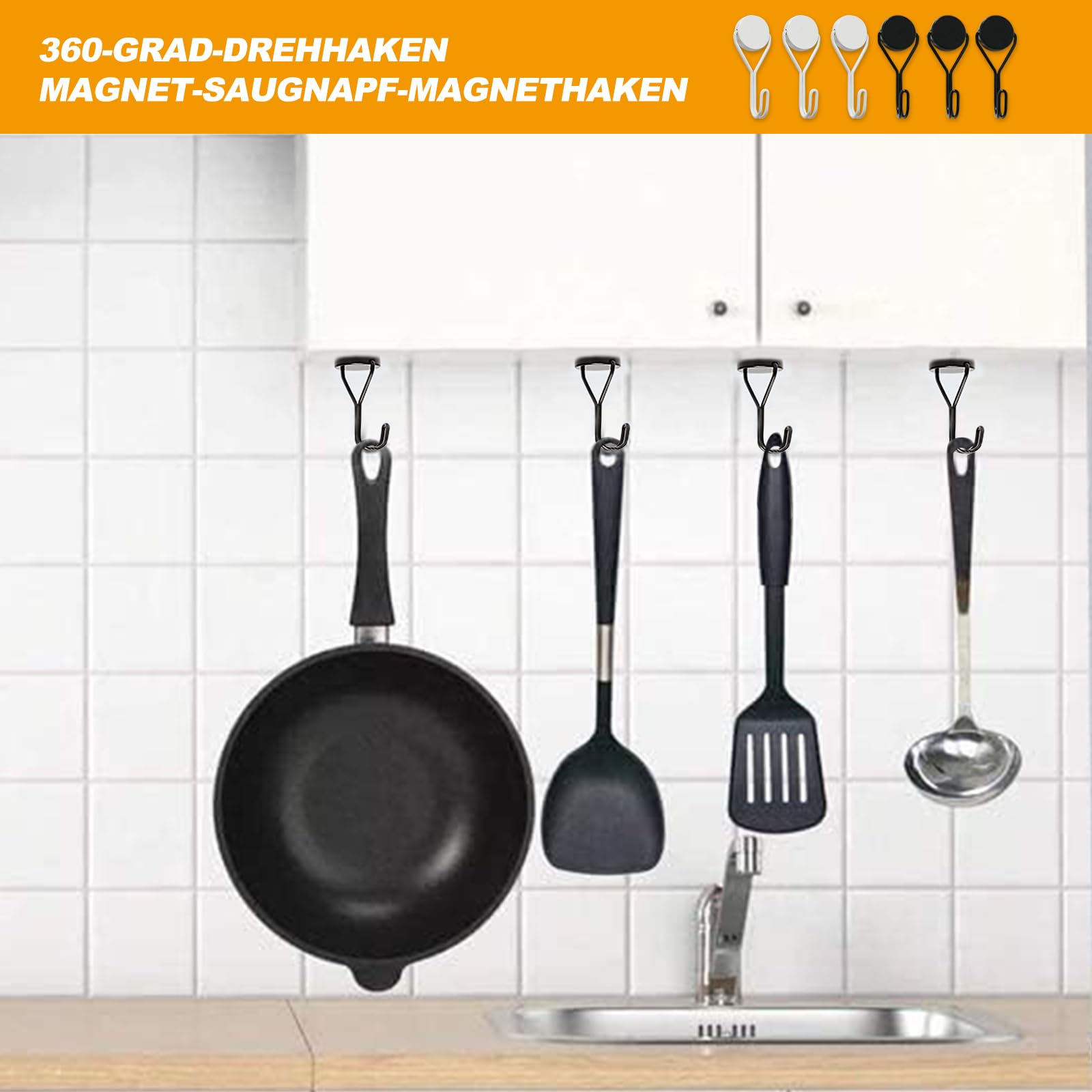 6 Ganci Magnetici Forti Da 20/25/32 Mm - Fino A 20 Kg, Per Cucina, Garage, Officina