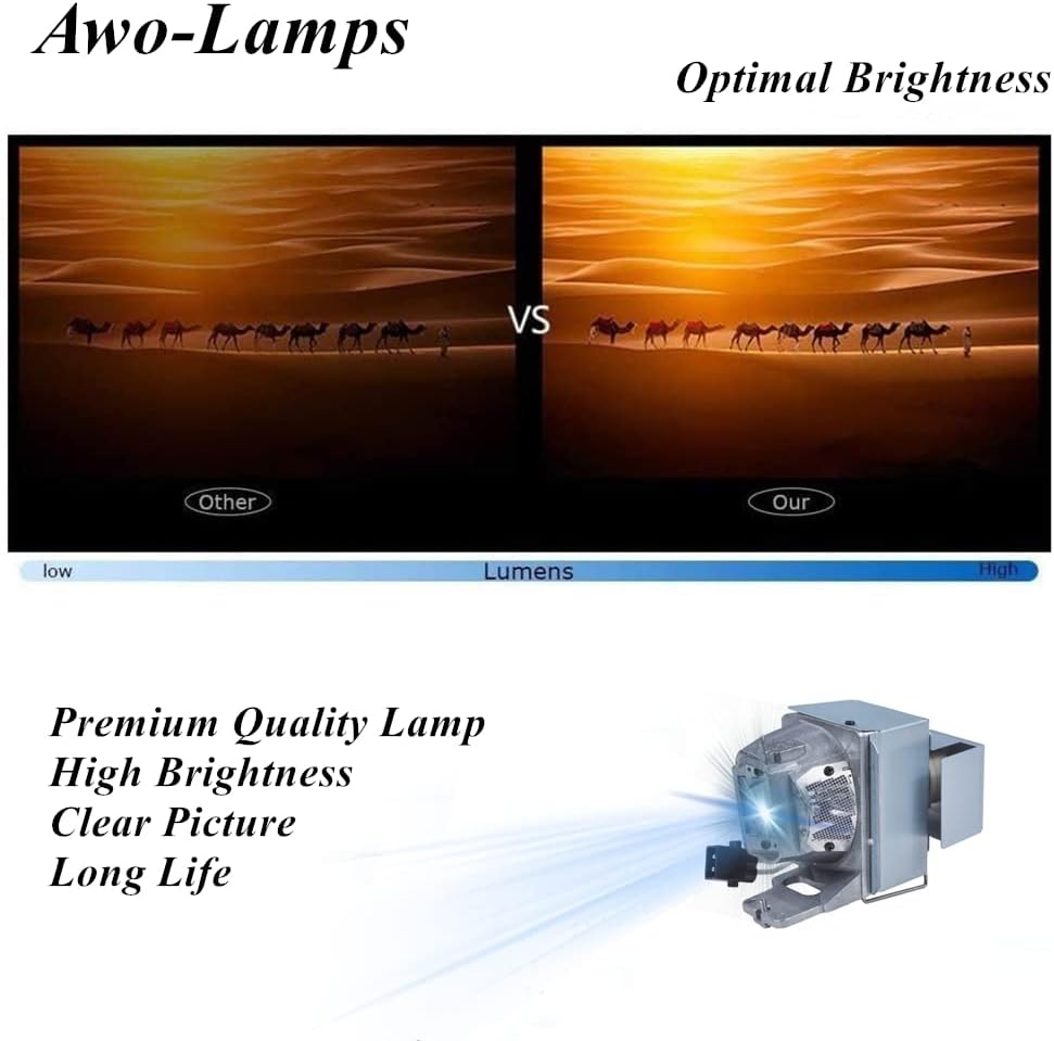 Miniatura 4 de AWO Bombilla original P-VIP210W para BL-FP240GSP.7AZ01GC01 con carcasa para OPTOMA DH350, EH334, EH335, EH336, EH337, HD143X, HD144X, HD270e, HD27e,