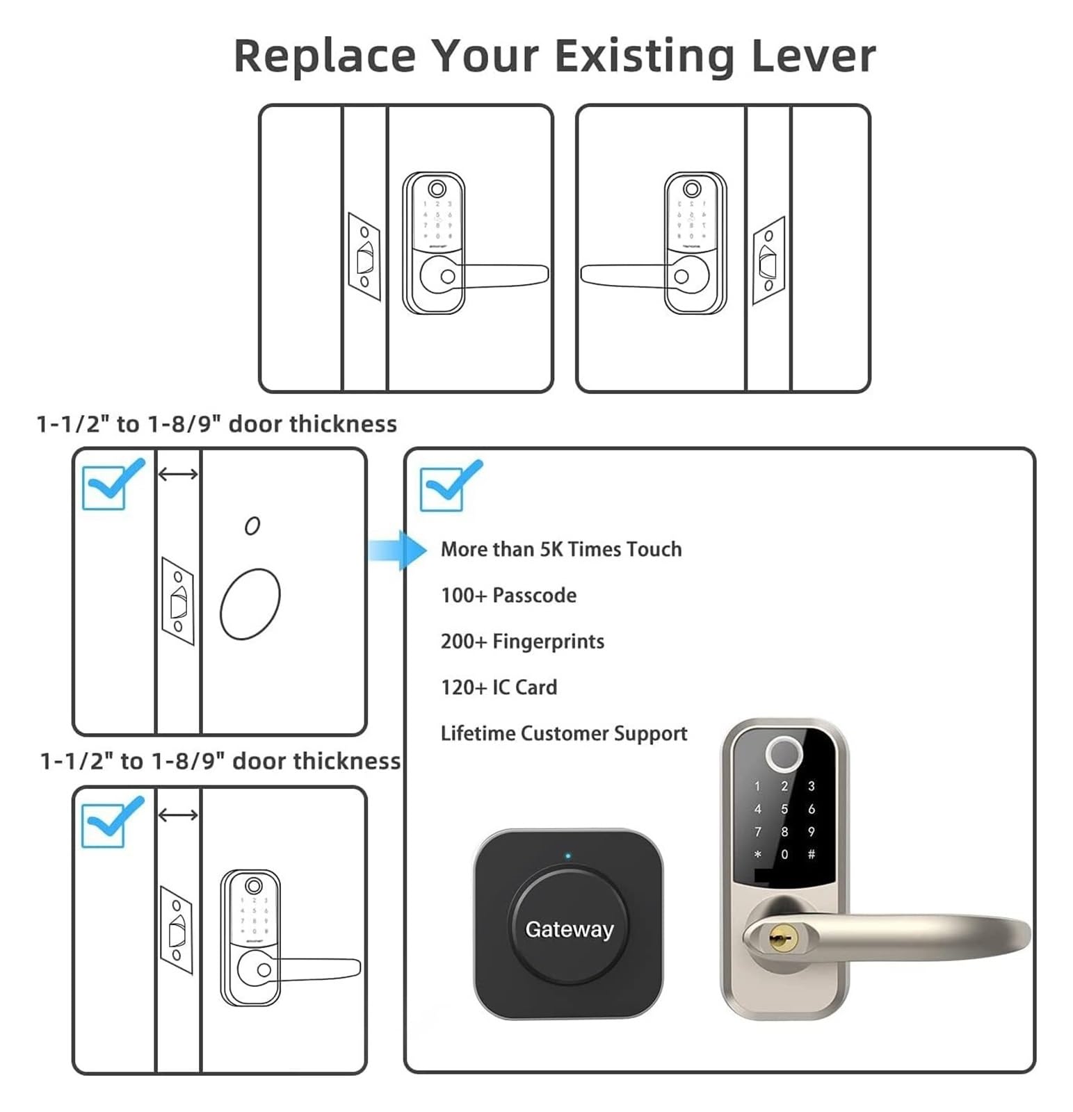 Smart lock, fingerprint lock. Electronic Smart Door Lock Biometric Fingerprint Keyless Front Deadbolt Locks Wifi Remote Unlock Password Home IC Card