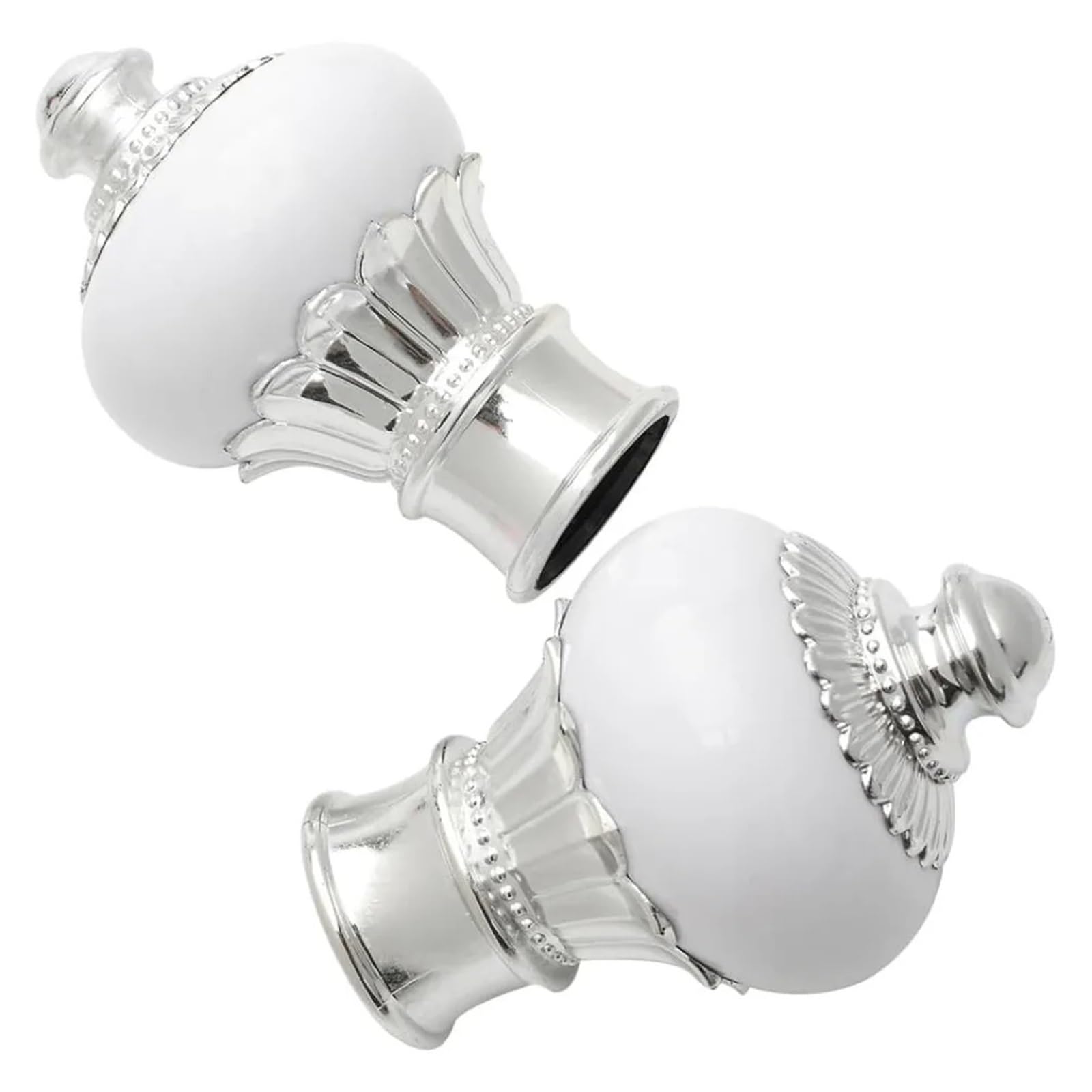 BDFJEDS Curtain Pole Finials 2Pcs Curtain Rod Single Drapery Finials Replacement White Petals Head End Decorative Caps Capped