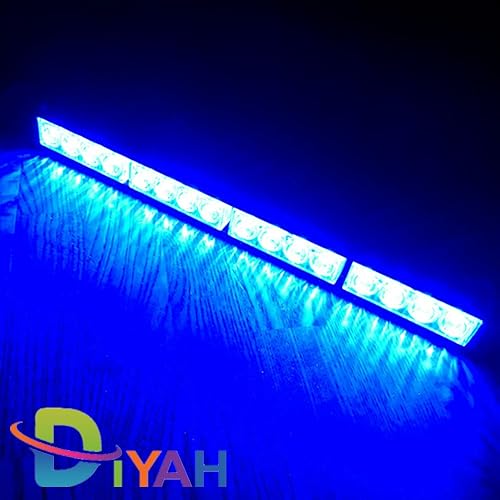 Miniatura 2 de DIYAH Barra de luz estroboscópica LED de 16 LED de 18 pulgadas con advertencia de emergencia para vehículos (azul)