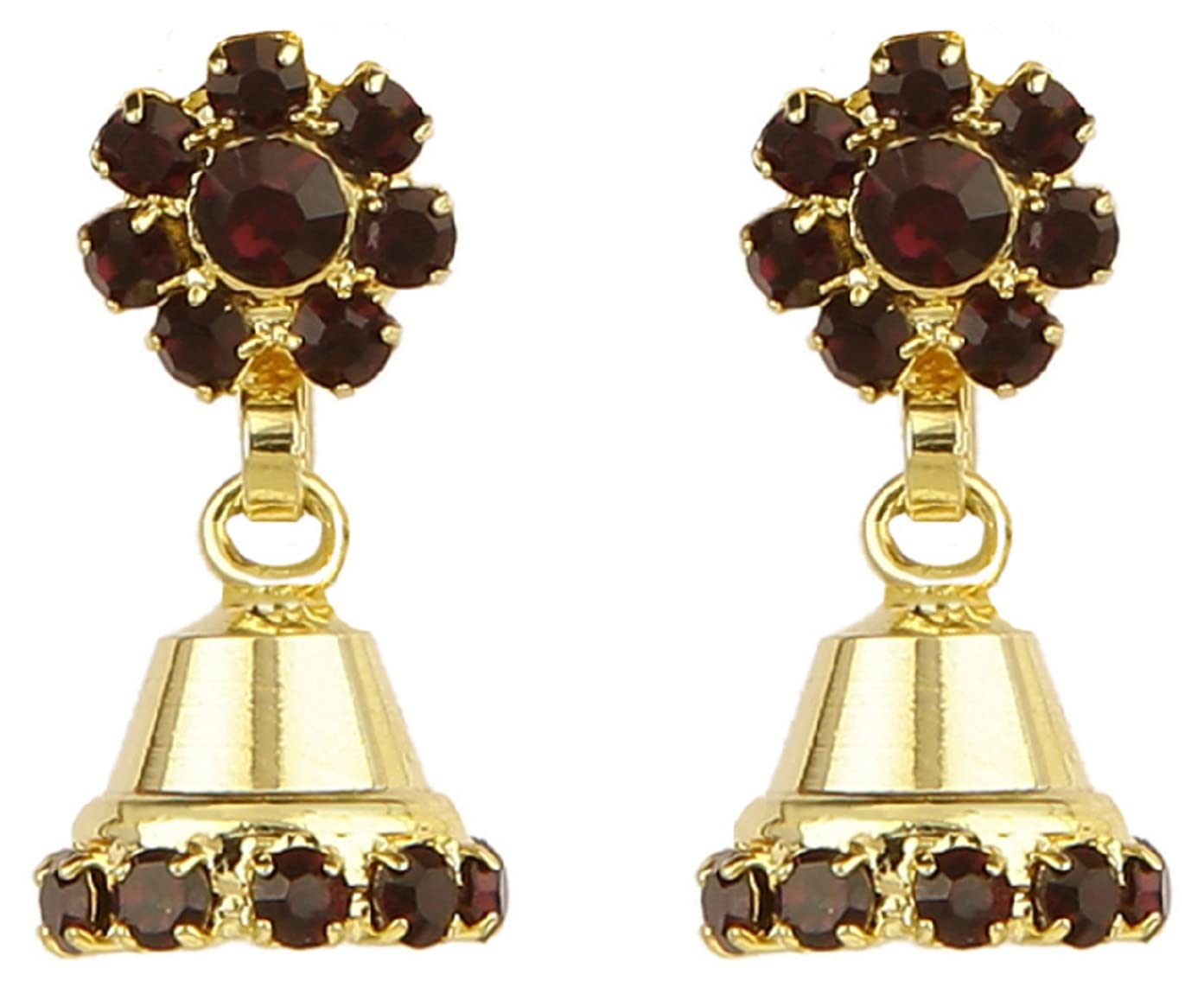 Shreya Collection Alloy Non Piercing Floral Style Jhumki Jhumka Earrings for Non-Pierced Ears (Maroon) (B09LHXQ12P) Amazon Price History, Amazon Price Tracker