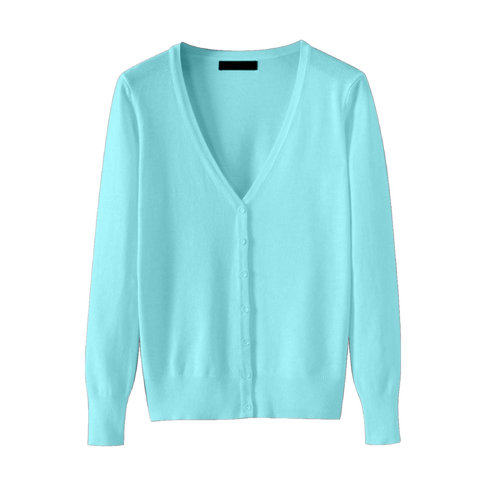 Generisch Chaqueta de punto para mujer con cuello en V, corte holgado, cárdigan clásico, ligero, cómodo, cárdigans para mujer, chaqueta de punto básica, fina, chaqueta de punto básica, para otoño