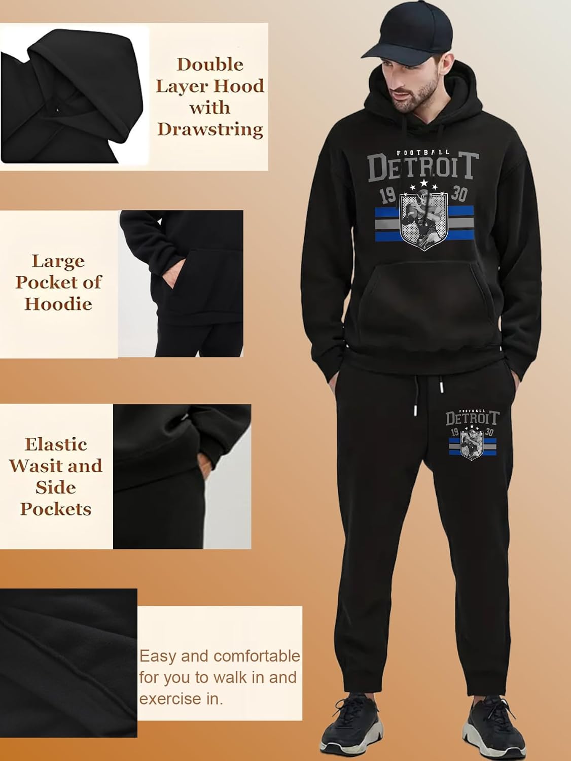 Men's Football Hoodie Set Team City Pullover Hooded for Men Women Print Casual Sweatshirt jogging pants Fan Gift