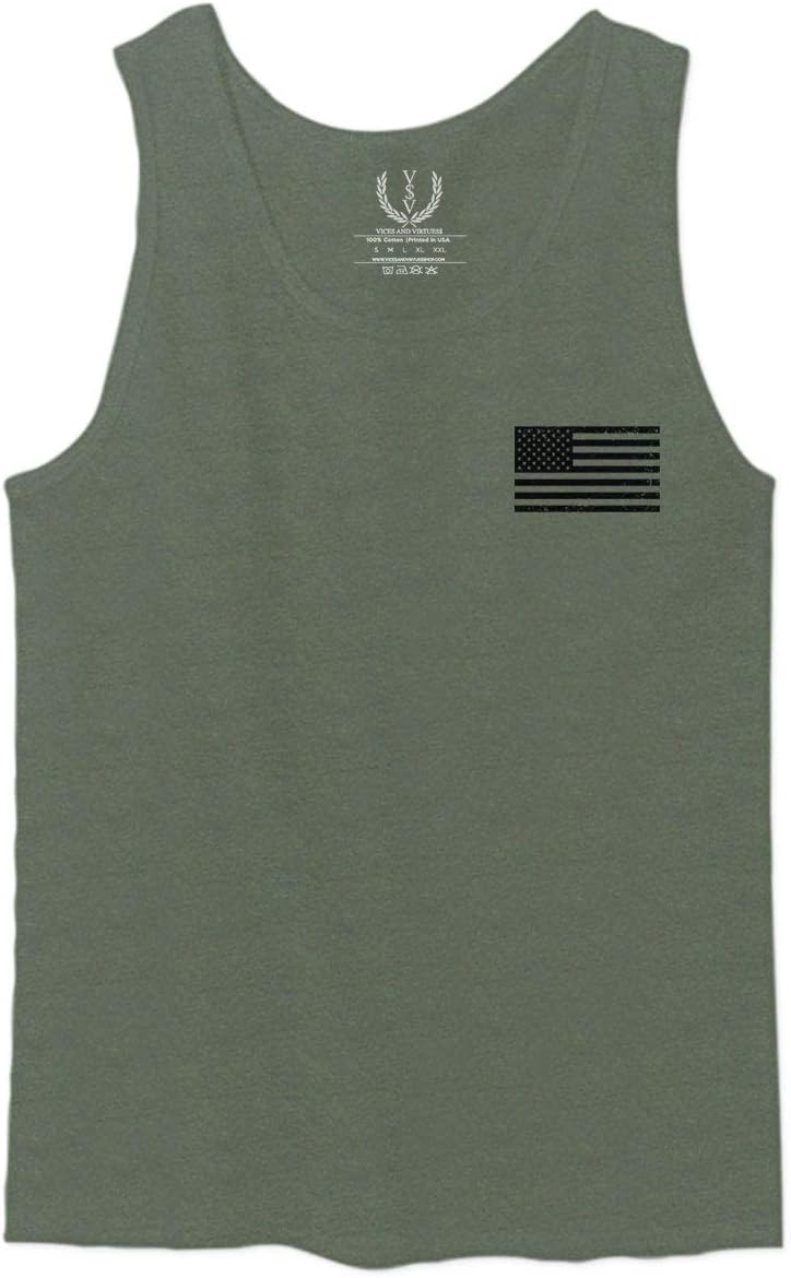 0021. Vintage American Flag United States of America Military us USA Patriotic Style Men's Tank Top - Image 2