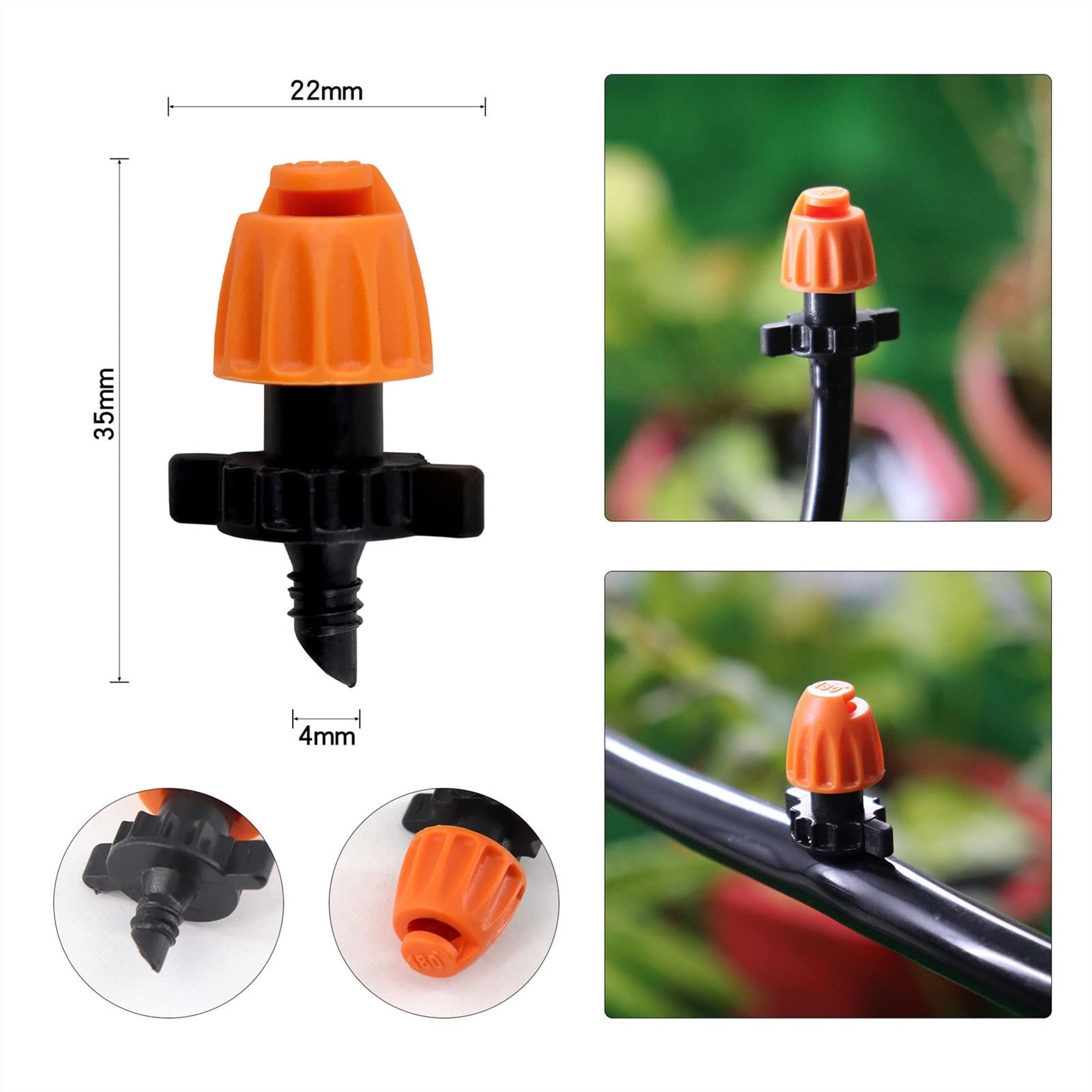 Melairya 180 Grad Zerstäuber Sprinkler, Mikro Garten Rasen Wassersprühnebel Sprinkler-Bewässerungssystem for Gartenbewässerungs Bewässerungszubehör (Size : 300pcs)