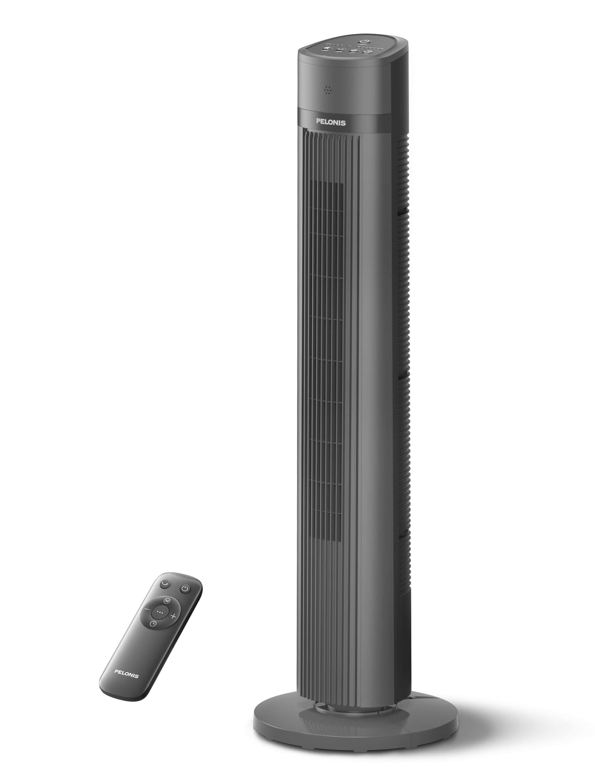 PELONIS 40-inch Bladeless Tower Fan for Bedroom, Standing Fan with Remote Control, 26ft/s, 90° Oscillation, 3 Speed Settings, 27 dB, 3 Modes, 15-Hour Timer, LED Display, Fan that Blows Cold Air, Black