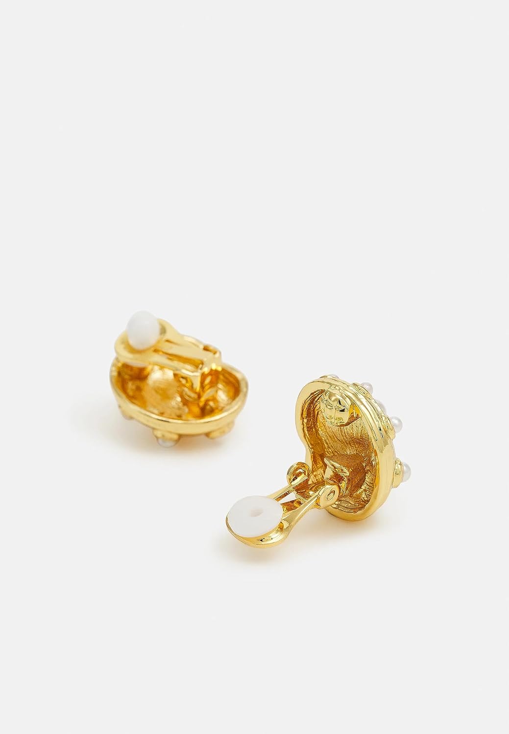Kenneth Jay Lane Snail Starfish or Seachell Gold and Pearl Clip-On Earrings