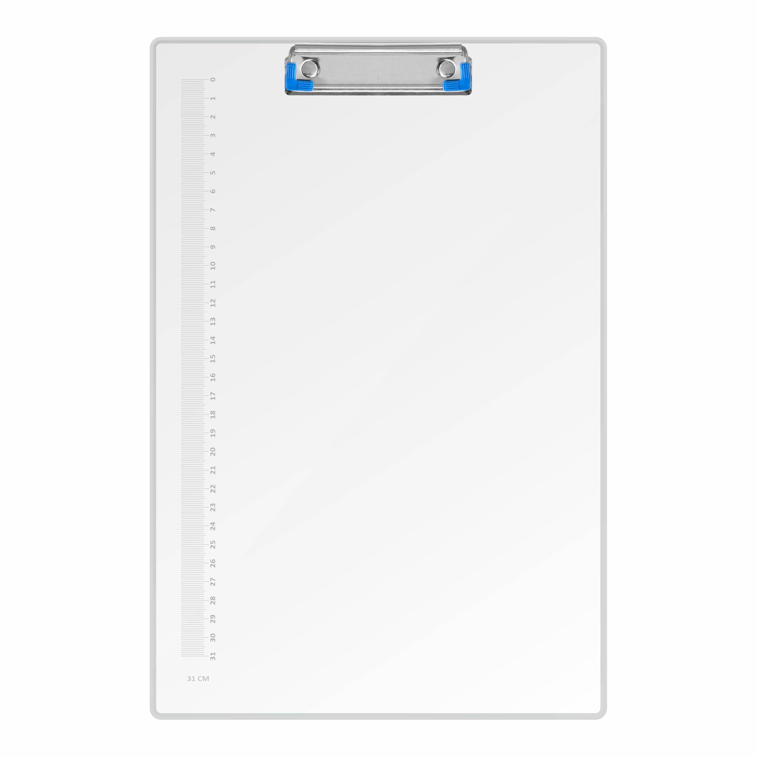 Anupam Portablocco in plastica, trasparente, 24 x 36 cm, portablocco formato A4, per infermieri, studenti, ufficio e donne, portablocco con portapenne e clip a basso profilo