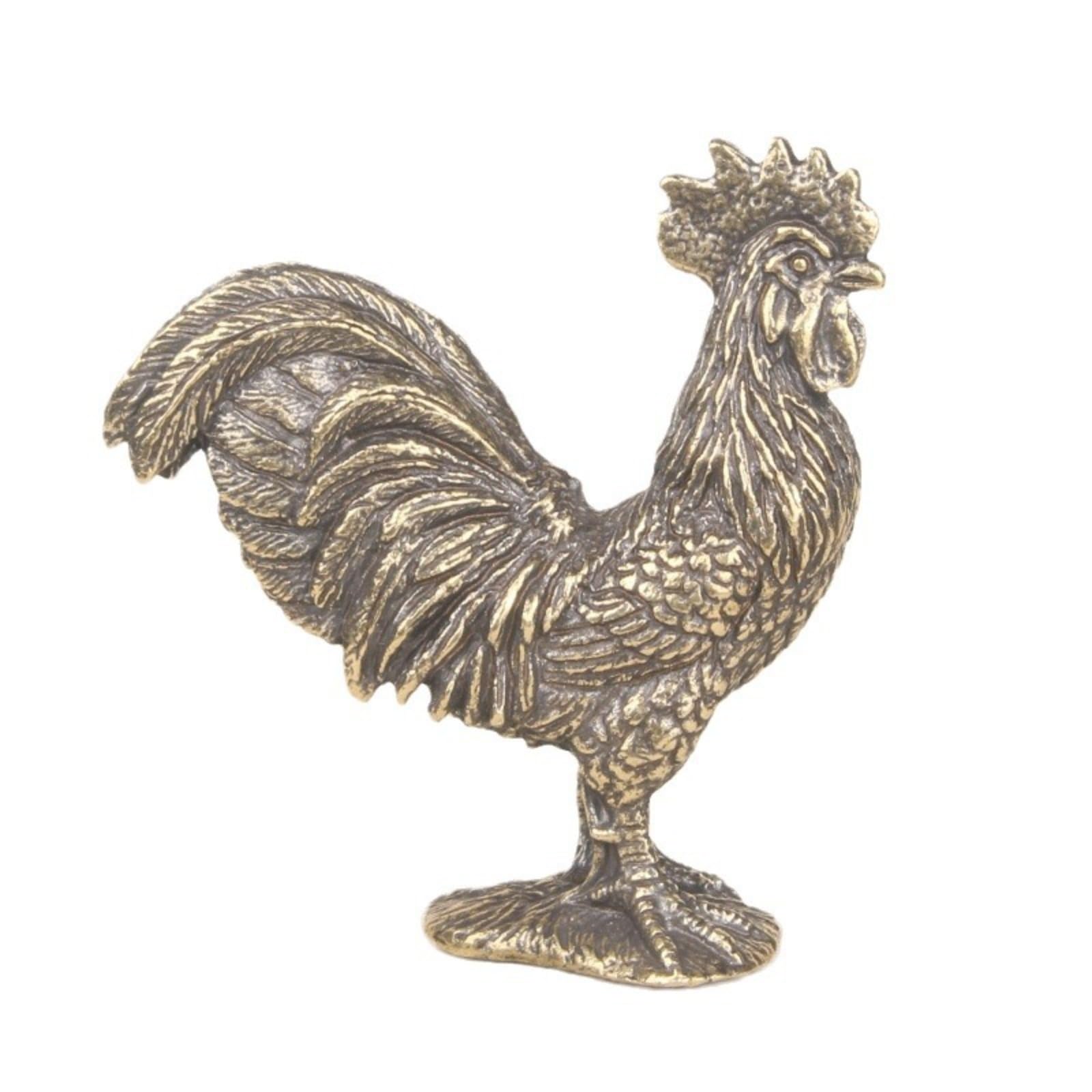 NGDFGR Brass Rooster Figurines,Metal Animal Zodiac Chicken Statue Sculpture Desktop Ornament Home Bonsai Micro Landscape Decor Accessories
