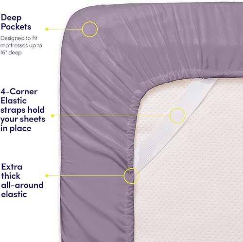 Miniatura 5 de 1500 Supreme Collection - Juegos de sábanas y fundas de almohada para hoteles, colchones, sábanas extrasuaves con correas elásticas en las esquinas