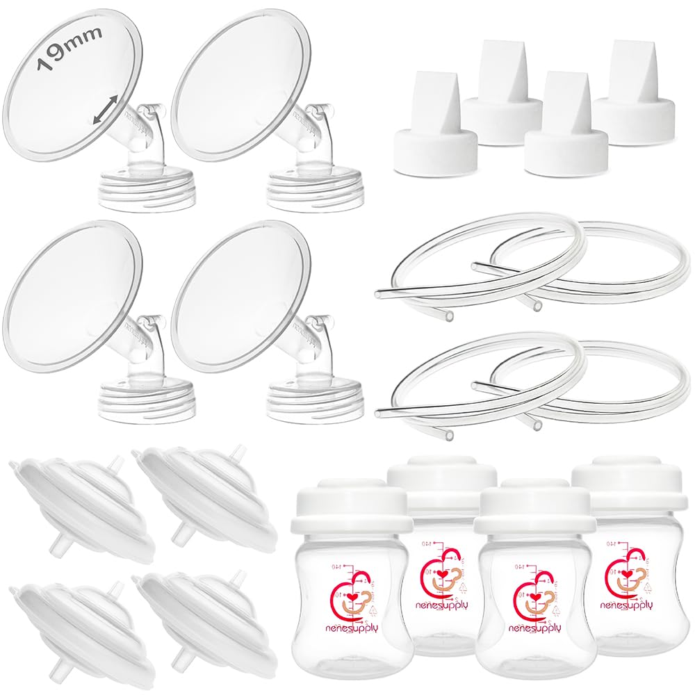 Nenesupply Pump Parts Compatible with Spectra S2 S1 9 Plus Breast Pump to Replace Spectra Pump Parts S2 Accessories Flange 19mm Duckbill Valve Tubing