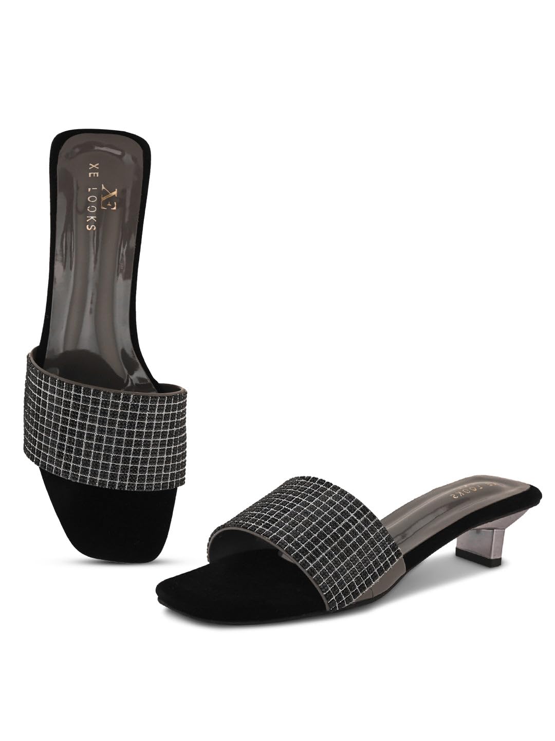 Women Slip-On Heels with Stylish Grid Pattern Straps-image-43