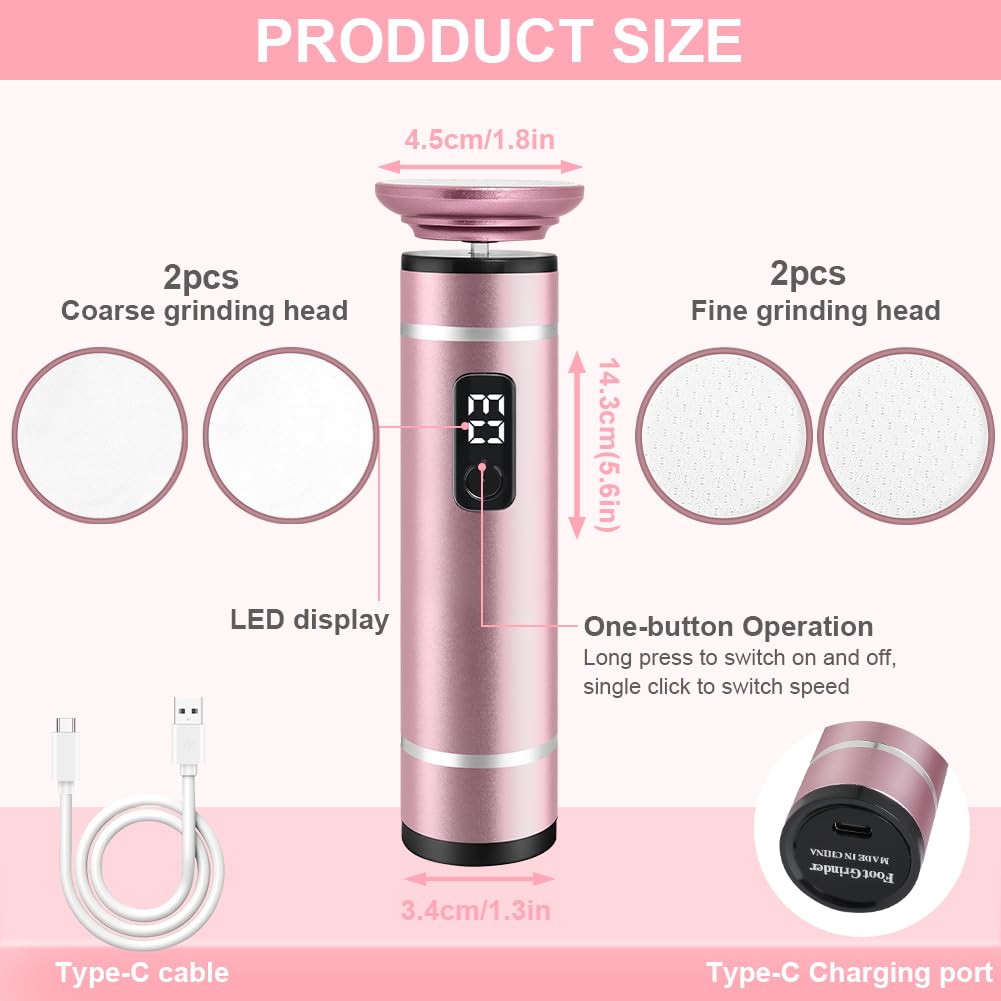 AOOWU 2 in 1 Piedicure Elettrico Professionale, Lima per Piedi Elettrica con 4 Punte Nanometriche, Ricaricabile Piedi Attrezzi per Pedicure, 3 Velocità Regolabile e Schermo LED, per Tacchi Incrinati