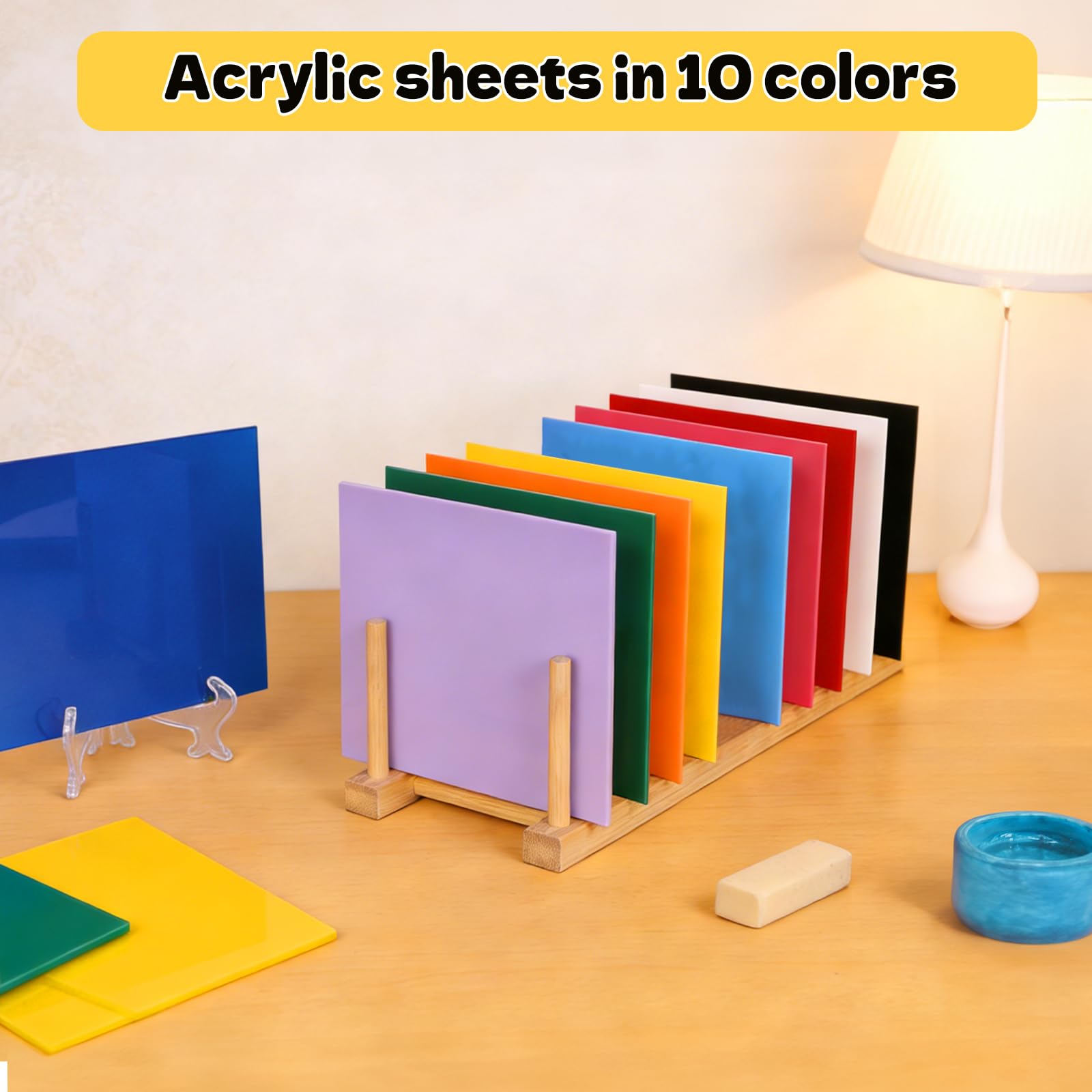 10 Bunte Acrylplatten 20x20 Cm, 3 Mm – Lichtundurchlässig, Für Lasergravur, DIY & Modellbau